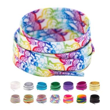 Imagem de Booyckiy Cadarços de tênis modernos coloridos planos de 78,7 a 180 cm, cadarços de sapato arco-íris, Flor Af1, 47inch (120cm)