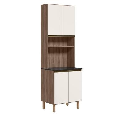 Imagem de Paneleiro Duplo 4 Portas 70cm Mdf Kali 12230 Carvalho Toq Off White Cetim Nicioli Carvalho Toq Off White Cetim