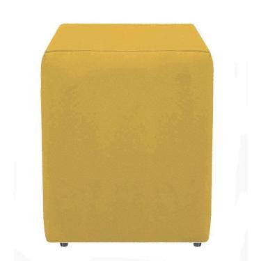 Imagem de Puf Puff Para Sala Dado Cubo Suede Amarelo 45 Cm Altura