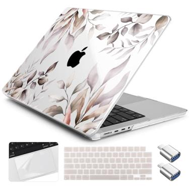 Imagem de Yebiseven Capa para MacBook Pro M4 de 14 polegadas 2025 2024 2023 2021 modelo A3112/A3401/A3185/A2918/A2992/A2779/A2442 M3 M2 M1, capa rígida com capa de teclado + película trackpad + adaptador OTG