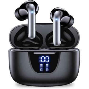 Imagem de Fones de Ouvido Sem Fio Bluetooth - 76 Horas de Reprodução com Display LED, Estéreo Intra-Auricular Esportivo com Microfone para Android e iOS, Preto