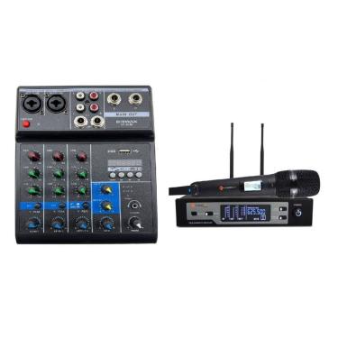 Imagem de Kit Mesa 4 Canais Gf-6184 + Microfone Sem Fio Kadosh K1201M