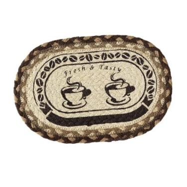 Imagem de IEUDNS Jogo americano trançado, suporte para copos, corda de cânhamo, presente de inauguração, decoração nórdica oval para casa, aniversários, dia dos, S