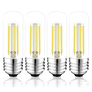 Imagem de NOVELUX Lâmpada LED E26 branca neutra de 3,2 polegadas 4000K 60 Watt igual, lâmpadas Edison AC 120V 600LM reguláveis, lâmpadas de filamento tubular T10 de 6W vidro transparente para luminária de
