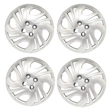 Imagem de Kit 4 Calota Aro 14 Compatível c/Roda Onix 2023 2024 Cubo Alto - Prata