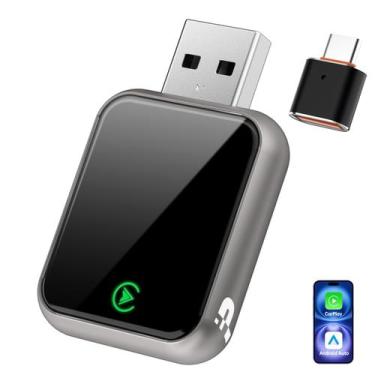 Imagem de Adaptador CarPlay sem fio PERPOTAO 2025 Upgrade cinza claro