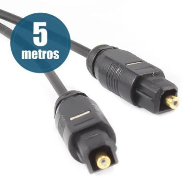 Imagem de Cabo Áudio Óptico Digital Toslink 5 Metros P/ Tv Computador Games Soun