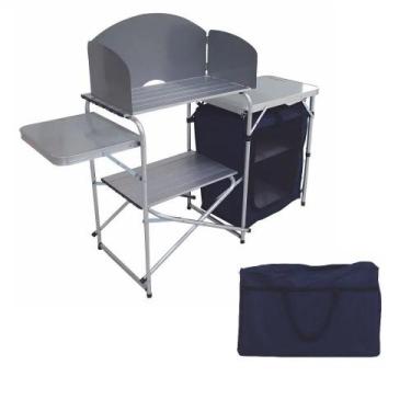 Imagem de Mesa Bancada Portátil Camping Dobrável Com Maleta Montagem Rápida Com 