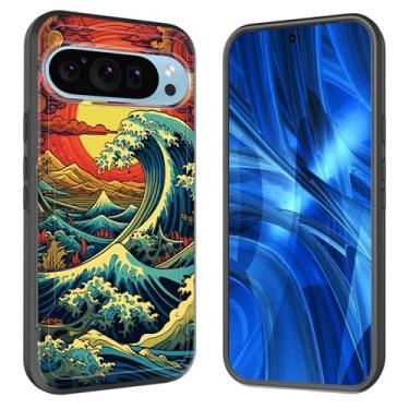 Imagem de JHYYTUJTYP Capa para Pixel 10 Pro XL, [Teste de queda de grau militar] Capa protetora resistente à prova de choque resistente para Google Pixel 10 Pro XL 6,8 polegadas 2025, ondas japonesas retrô