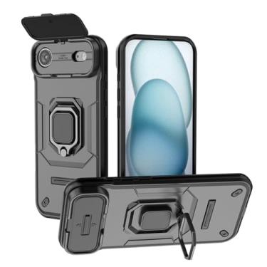 Imagem de MRRSIWEI Capa para IPE 107 AI com capa deslizante para câmera, capa resistente à prova de choque de grau militar com suporte de anel magnético para APP 107 AI- Armor Black