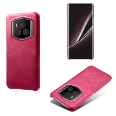 Imagem de Capa para Honor Magic 6 RSR,Proteção contra quedas,Casca de volta de cor sólida simples,Design de couro de imitação de plástico-Rose