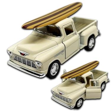 Imagem de Miniatura de carro Chevrolet Stepside 1955 em Metal, com fricção, pneus em borracha, abertura de portas laterais, 12 CM, 1/32, Resistente a quedas (Bege Surf)