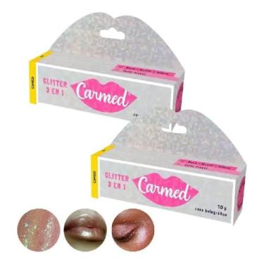 Imagem de Kit 2 Carmed Glitter 3 em 1 Sabor Tutti Frutti 10g Cada