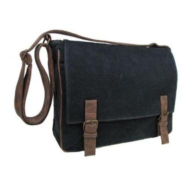 Imagem de Bolsa Carteiro Pasta Tiracolo Lona E Couro Eco Masculino Fem - CDP, Pr