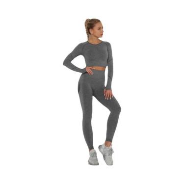 Imagem de Conjunto De Roupas De Ginástica Femininas De Alta Cintura Com Efeito P