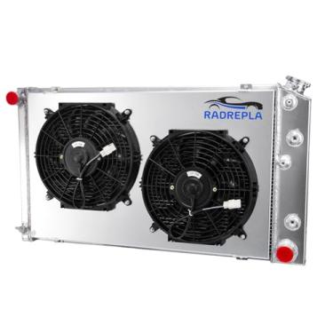 Imagem de RADREPLA Radiador de alumínio CU161 para Chevy Caprice C20/El Camino Impala 1966-1990 Radiador de fluxo cruzado de 3 fileiras Ventiladores 5 x 30 cm 67 68 69 70 71 72 73 74 75 76 77 78 79 80 81