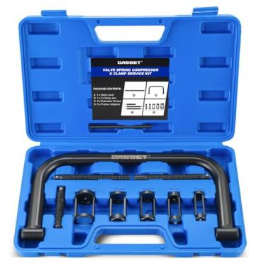 Imagem de DASBET Compressor de mola de válvula C Kit de serviço Ferramenta de remoção de mola de válvula com braçadeira C para ATV, carro, motocicleta, equipamento de veículo de motor pequeno (azul)