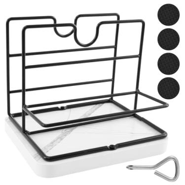 Imagem de Porta-guardanapos de mesa de metal com base ponderada Organizador de guardanapos elegante Dispensador de guardanapos moderno para bancada de cozinha, não incluindo saleiro e pimenteiro (branco)