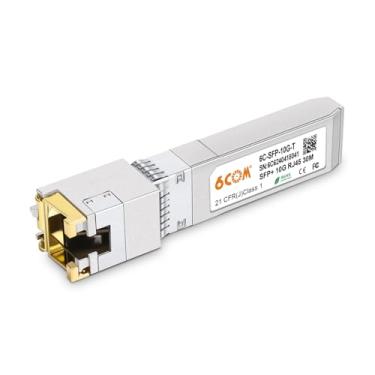 Imagem de 6COM Transceptor 1,25G/2,5G/5G/10GBase-T SFP+, módulo de cobre 10G SFP+ para RJ45, CAT.6a/7, até 30 metros, para Cisco SFP-10G-T-S, Ubiquiti uacc-cm-rj45-mg, D-Link, Supermicro, MikroTik S+RJ10 e Mais