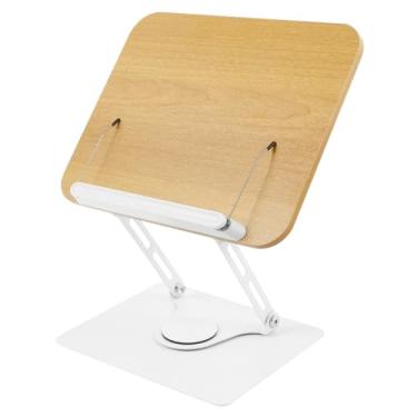 Imagem de Suporte de leitura dobrável para livros de receitas, revistas, base rotativa de 360 graus, suporte de livro, estável, multifuncional, para tablets, laptops (branco)