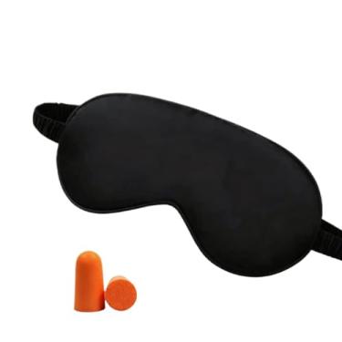 Imagem de Máscara de Olhos Simples, de Poliéster Confortável, Protetor de Olhos para Dormir à Noite Unisex (1,PRETA + PROTETOR AURICULAR)