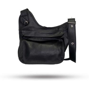 Imagem de Pochete Tiracolo em Couro Legítimo - MB Confecções, Preto liso