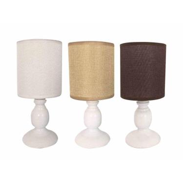 Imagem de Abajur De Plástico Com Cúpula Em Linho e PVC 28cm Bivolt