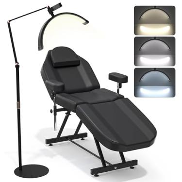 Imagem de Charmmade Luz De Led Dobrável Para Esteticista, Meia-Lua, Cílios, Altura Ajustável E Brilho, Com Suporte Celular, Tatuagem, Preta