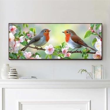 Imagem de VAIIEYO Kits de arte de diamante grande DIY 5D para adultos, pássaros, animais de arte de diamante, kits de pintura de diamante grande, tela redonda de strass, para decoração de parede de casa