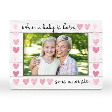 Imagem de CGBHW Porta-retrato de presentes de primo, presentes de irmã pela primeira vez, presente de anúncio de bebê para irmão novo, netos recém-nascidos, netos, porta-fotos, 10 x 15 cm, horizontal para