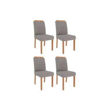 Imagem de Kit 4 Cadeiras de Cozinha Paola Wood 4 Un Carvalho/Linho Grafite - Cimol