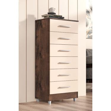 Imagem de Cômoda 6 gavetas HELENA CHOCOLATE/OFF WHITE