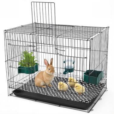 Imagem de Aliceset Caixa de chocadeira de frango de 30 x 30 x 30 cm com design de malha, inclui bandeja combinando, tapete para pés, caixa de comida e dispensador de água para pequenos galinheiros, galinhas