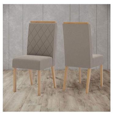 Imagem de Cadeira Para Mesa De Jantar Ambiente Nina Kit 2 Peças Nature Marrom Amêndoa - Henn