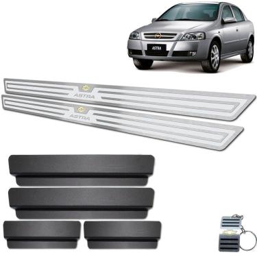 Imagem de Soleira Aço Inox Chevrolet Astra Prata Alto Relevo 2 Portas