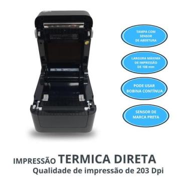 Imagem de Impressora Termica Direta Monocromática Etiqueta 10x15 Usb Lan Com Wif