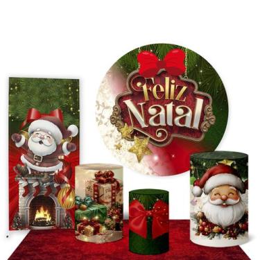 Imagem de Trio Capas Cilindro e Painel Redondo e Lateral e Tapete Natal - Fadrix