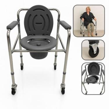 Imagem de Cadeira Higiênica B20 Em Aço Sanitário Portátil Até 100 Kg Supermedy