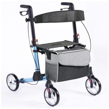 Imagem de Andador Rollator Soges com Assento, Rodas de 20 cm, Altura dos Manípulos e Encosto Ajustáveis, Bolsa Removível, Capacidade de até 120 kg