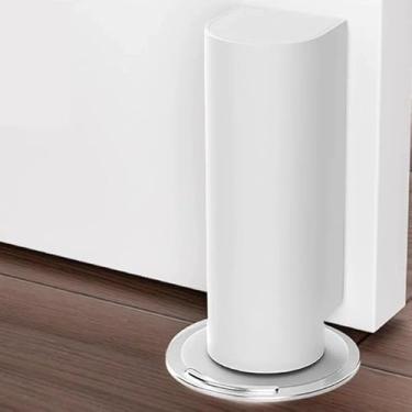 Imagem de Pacote com 2 batentes magnéticos, sem perfuração, suporte de porta adesivo forte, trava de porta de aço inoxidável à prova de vento, batente de porta resistente ao piso/parede para banheiro de