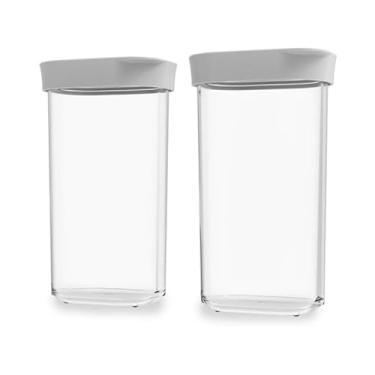 Imagem de Kit Conjunto De 02 Potes Herméticos Mantimentos Acrílico 60 (BRANCO)