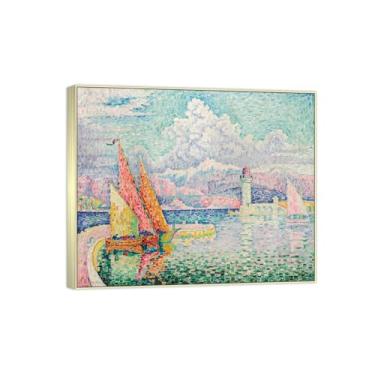 Imagem de BMZFYBS Impressão em tela famosa pintura - paisagem arte de parede - porta 2 - pôster moldura prata para decoração de casa 50 x 60 cm 20 x 24 pol