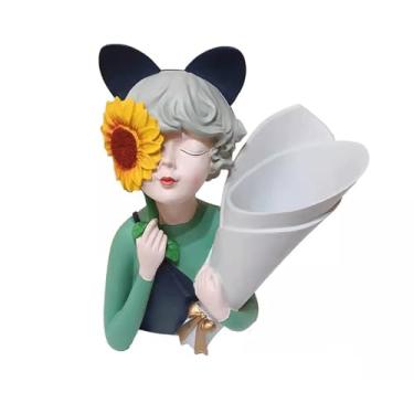 Imagem de Ornamentos de mesa decoração de vaso para sala de estar em casa, mesa de jantar, flores secas, hall de entrada, armário de TV, adequado, estudo, escritório (verde)