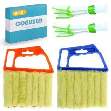 Imagem de CoguZed Pacote com 4 espanadores de janela de 7 ripas – Mini limpador lavável para persianas, venezianas e saídas de ar condicionado Ferramenta portátil compacta para uso doméstico e no escritório