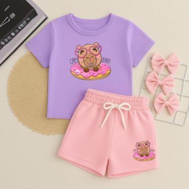Imagem de Conjunto Infantil Feminino Estampa Capivara Donuts 631 Roupa de Menina