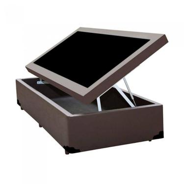 Imagem de Cama Box Baú Solteiro Extremo Reforçado Xerife Móveis Sintético Marrom 41x88x188