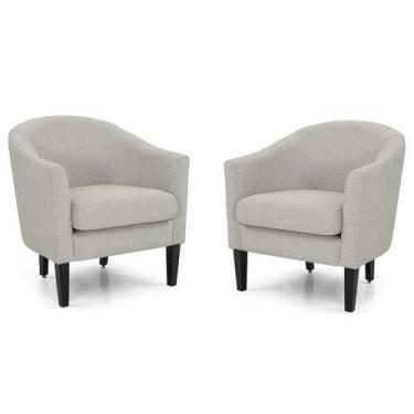 Imagem de Conjunto 2 Poltronas de Aproximação Herval Ciz, Linho Gelo