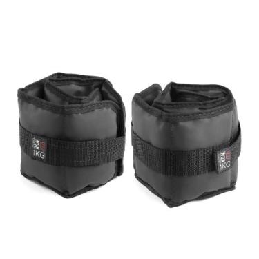 Imagem de Par Caneleira Tornozeleira de Peso 1 kg Profissional WON Preto Treinar