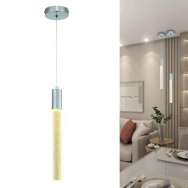 Imagem de Luminária Bolhas Pendente Cristal Cilíndrica Moderna Redonda Tubo Led 