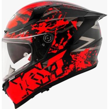 Imagem de Capacete KYT Striker 2V Neutron Preto e Vermelho Fluo, 60
